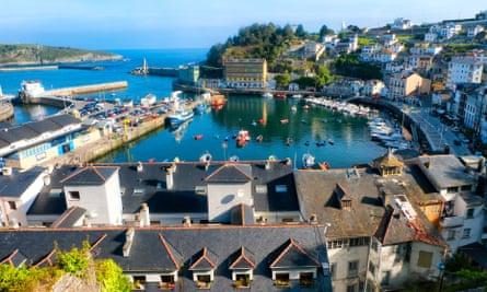Looking down on the harbor of the idyllic fishing village of Luarca in northern Spain