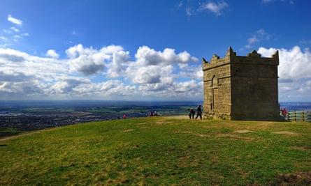 Visitors to Rivington Pike on a sunny day